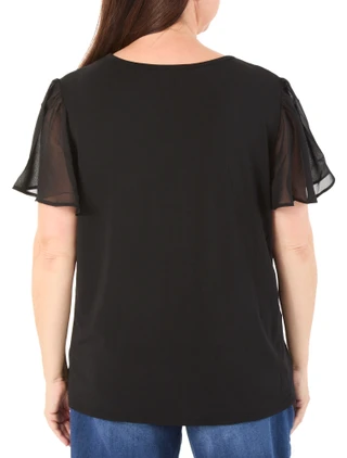 Thumbnail 2: RIO & RIAN Women's Plus Solid Flutter Sleeve Top  