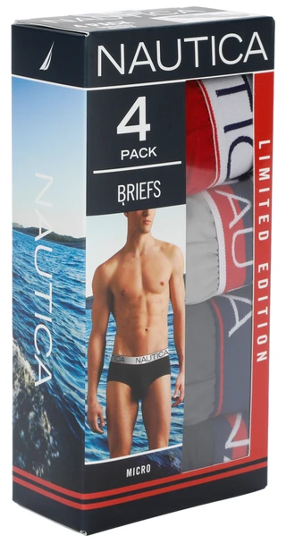 Thumbnail 1: Nautica Men's 4 Pk Logo Tagless Micro Briefs  