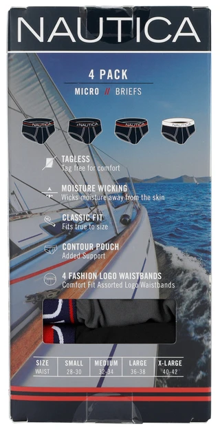 Thumbnail 2: Nautica Men's 4 Pk Logo Tagless Micro Briefs  
