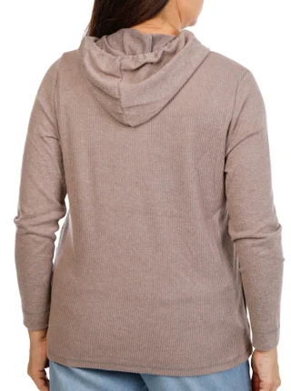 Thumbnail 2: Anneliese Women's Plus Ribbed Henley Hoodie 