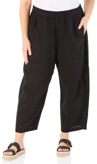 Thumbnail 1: MAX STUDIO Women's Plus Linen Crop Pants 