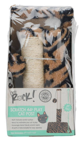 Thumbnail 1: Cats Rock 12X21 Scratch & Play Tiger Striped Cat Post Kit with Ball 