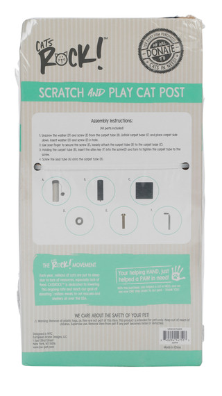 Thumbnail 2: Cats Rock 12X21 Scratch & Play Tiger Striped Cat Post Kit with Ball 