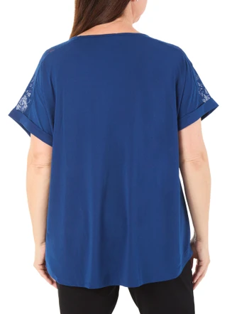 Thumbnail 2: RIO & RIAN Women's Plus Crochet Sleeve Top  