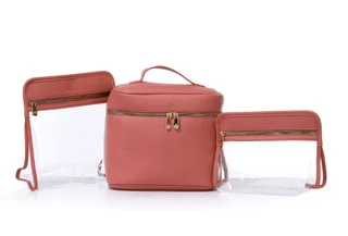 Thumbnail 1: IMPRESSIONS 3 Pc Seville Makeup Bag Set with Train Case & 2 Pouches 