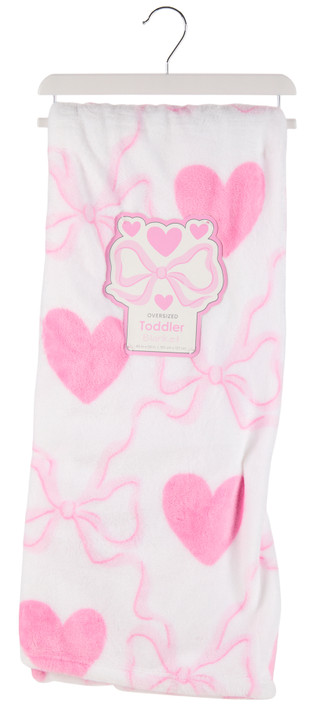Thumbnail 1: DREAM KIDS 40x50 Toddler Girls Soft Cozy Hearts & Bows Blanket 