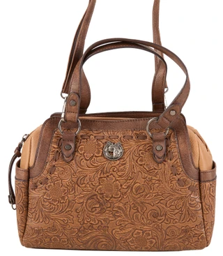 Thumbnail 1: Sage and Saddle Floral Triple Compartment Satchel 