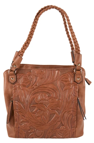 Thumbnail 1: DS Fashion Deep Embossed Large Hobo Bag with Braided Handle 