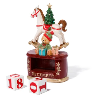 Thumbnail 3: Magical Season 9 in Christmas Countdown Rocking Horse with Teddy Bear Decor 