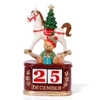 Thumbnail 1: Magical Season 9 in Christmas Countdown Rocking Horse with Teddy Bear Decor 