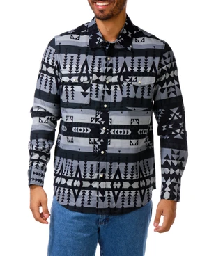 Thumbnail 1: FRYE Men's Long Sleeve Two Pocket Printed Shirt 
