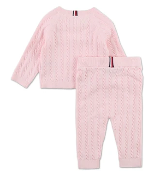 Thumbnail 2: Tommy Hilfiger Baby Girls 2 Pc Sweater Cardigan & Pants Set 
