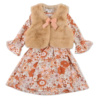 Thumbnail 1: MADDIE & MICHELLE Little Girls 2 Pc Dress & Vest Set 