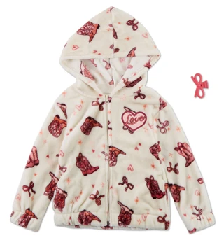 Thumbnail 1: Btween Big Girls 2 Pc Fleece Full Zip & Hair Clip Set 