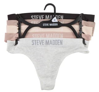 Thumbnail 1: Steve Madden Juniors 5 Pk Ribbed Seamless Thong Panties 