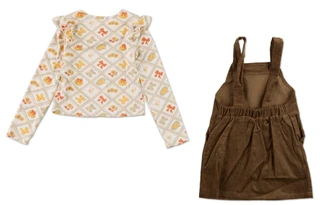 Thumbnail 2: MADDIE & MICHELLE Little Girls 2 Pc Harvest Print Dress Set 