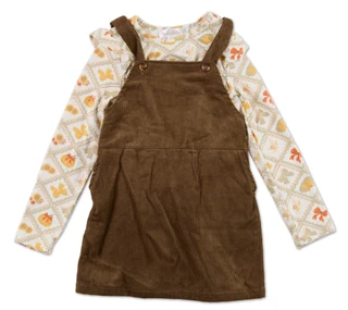 Thumbnail 1: MADDIE & MICHELLE Little Girls 2 Pc Harvest Print Dress Set 