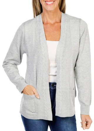 Thumbnail 1: Love Scarlett Women's 2 Pocket Mixed Cable Open Cardigan 