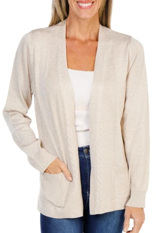 Thumbnail 1: Love Scarlett Women's 2 Pocket Mixed Cable Open Cardigan 