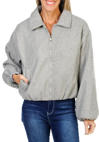 Thumbnail 1: Ci Sono Women's Bubble Hem Bomber Jacket 