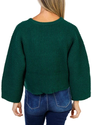 Thumbnail 2: Dear John Women's Rib Cropped Knit Sweater  