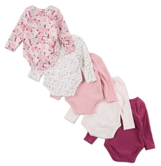 Thumbnail 2: Baby Essentials Baby Girls 5 Pk Super Cozy Long Sleeve Bodysuits 