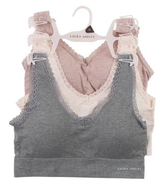 Thumbnail 1: Laura Ashley Women's Plus 3 Pk Lace Trimmed Seamless Comfort Bras 