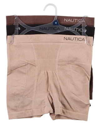 Thumbnail 1: Nautica Women's 3 Pk Ribbed Boy Cut Seamless Shaping Panty Shorts 