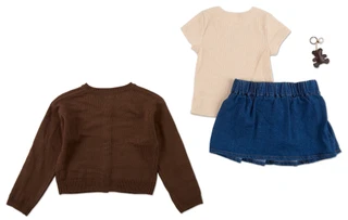 Thumbnail 2: Nannette Little Girls 4 Pc Skort Set & Bag Keychain 