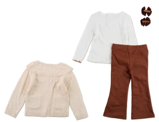 Thumbnail 2: Kensie Girl Toddler Girls 3 Pc Flare Leggings Set w/ 2 Hair Clips 