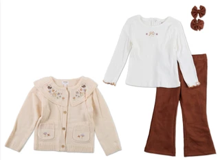 Thumbnail 1: Kensie Girl Toddler Girls 3 Pc Flare Leggings Set w/ 2 Hair Clips 