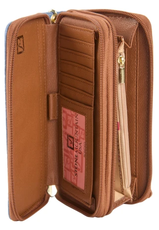Thumbnail 2: Stone Mountain Embossed Leather Double Zip Wristlet Wallet 
