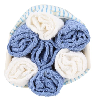 Thumbnail 2: Apple & Ivy 8 Pc Textured Wash Cloths & Teddy Bear Storage Bag Set 