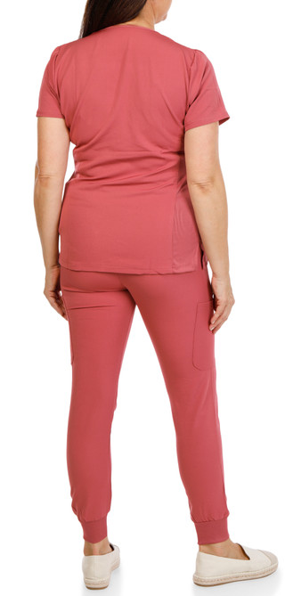 Thumbnail 2: Karisma Threads Women's 2 Pc Short Sleeve Top & Jogger Scrub Set 