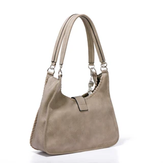 Thumbnail 2: Sage and Saddle Double Handle Satchel with Whipstitch & Metal Charm 