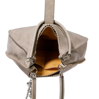 Thumbnail 3: Sage and Saddle Double Handle Satchel with Whipstitch & Metal Charm 