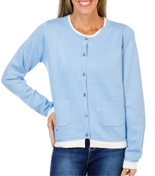 Thumbnail 1: Cyrus Women's Layered Crew Neck Knit Cardigan 