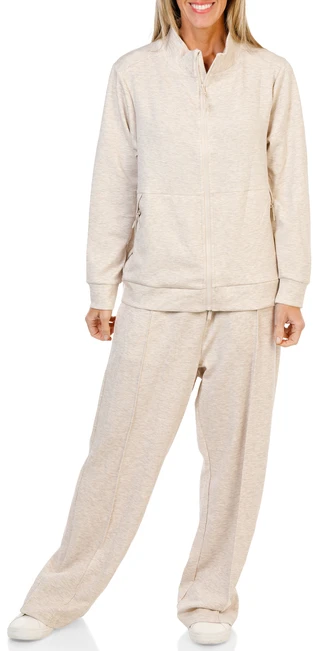 Thumbnail 1: Jessica Simpson Women's Plus 2 Pc Zip Up Jacket & Wide Leg Pants Set 