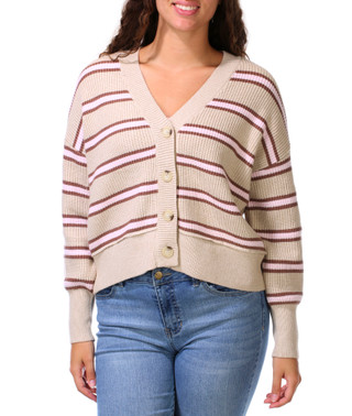 Thumbnail 1: Pink Rose Juniors Button Front V-Neck Cardigan 