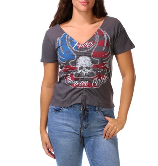 Thumbnail 1: Vintage threadz Juniors Short Sleeve Rhinestone Graphic Tee 