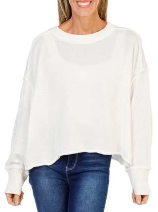 Thumbnail 1: Vigoss Juniors Long Sleeve Knit Reverse Seam Roll Bottom Sweater 