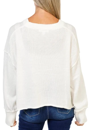 Thumbnail 2: Vigoss Juniors Long Sleeve Knit Reverse Seam Roll Bottom Sweater 