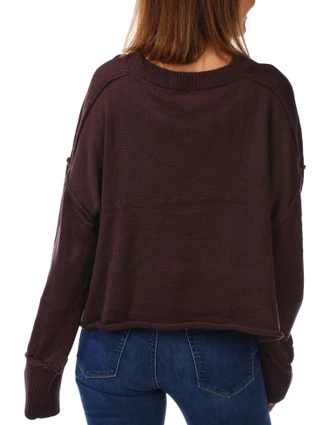 Thumbnail 2: Vigoss Juniors Long Sleeve Knit Reverse Seam Roll Bottom Sweater 