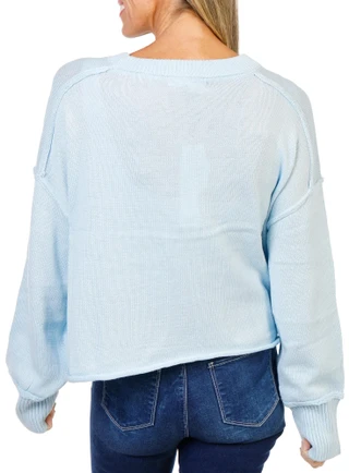 Thumbnail 2: Vigoss Juniors Long Sleeve Knit Reverse Seam Roll Bottom Sweater 