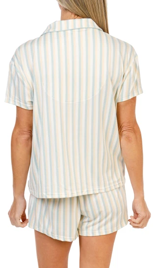 Thumbnail 3: Laura Ashley Women's 2 Pc Button Up Pajama Shorts Set with Chest Pocket 
