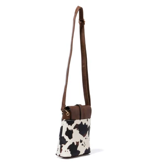Thumbnail 3: Sage and Saddle Cow Print Studded Crossbody Bag with Flap Closure 