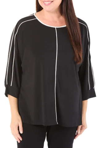 Thumbnail 1: RIO & RIAN Women's Plus Seam Trim Top  