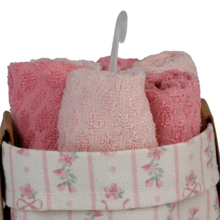 Thumbnail 3: DREAMGRO 7 Pk Woven Floral Terry Wash Set w/ Storage Bag  