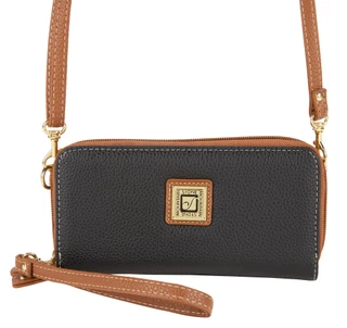Thumbnail 1: Stone Mountain Cornwall Pebble Leather Double Zip Wristlet w/ Strap 