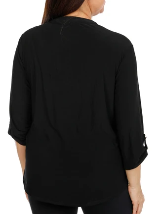 Thumbnail 2: Joie De Vivre Women's Plus 3/4 Sleeve Quarter Zip Top 